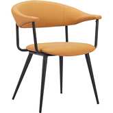 Sima Dining Chair in Brown Leatherette & Black Steel