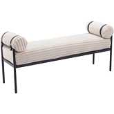 Barrow Bench in Cream Corduroy Fabric & Black Steel