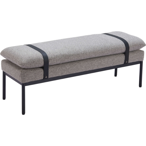 Padd Bench in Gray Fabric & Black Steel