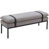 Padd Bench in Gray Fabric & Black Steel