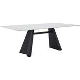 Inky 79" Dining Table in White Faux Marble Sintered Stone & Black Steel