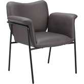 Heritage Accent Chair in Brown Leatherette & Black Metal