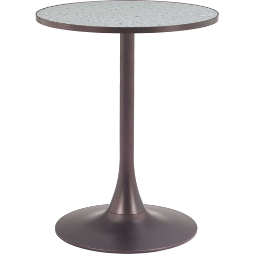 Bite Bistro Table in Gray Faux Terrazzo & Bronze Steel