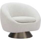 Modan Swivel Accent Chair in Textured Misty Gray Fabric & Bronze