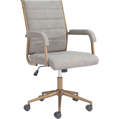 Auction Office Chair in Gray Leatherette & Bronze Steel