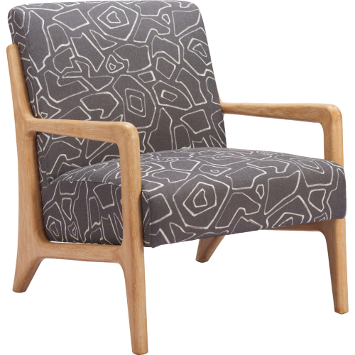 Runa Accent Chair in Gray Fabric & Natural Wood