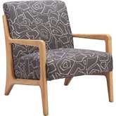 Runa Accent Chair in Gray Fabric & Natural Wood