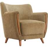 Hako Accent Chair in Olive Green Corduroy Fabric & Wood