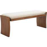 Lafa Bench in Textured Beige Fabric & Wood