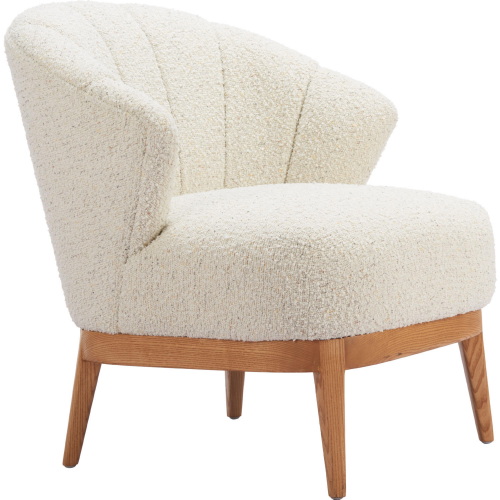 Leque Accent Chair in Textured Tawny Beige Fabric & Wood
