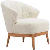 Leque Accent Chair in Textured Tawny Beige Fabric & Wood