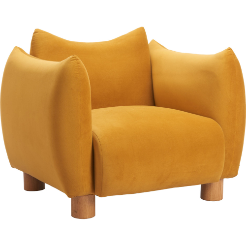Meia Accent Chair in Mustard Yellow Velvet & Wood