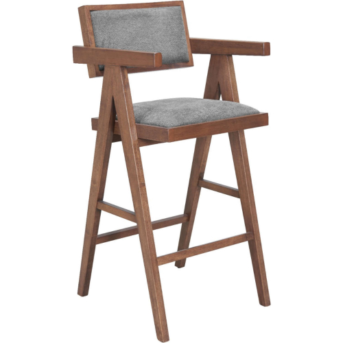 Delhi Bar Stool in Gray Performance Fabric & Walnut (Set of 2)