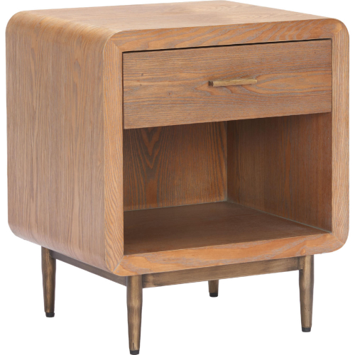 Vidaz Side Table in Brown Wood Veneer & Steel