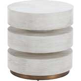 Laha Side Table in Oak White Finish Wood Veneer & Brass
