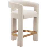 Saiko Counter Stool Textured Beige Fabric & Metal