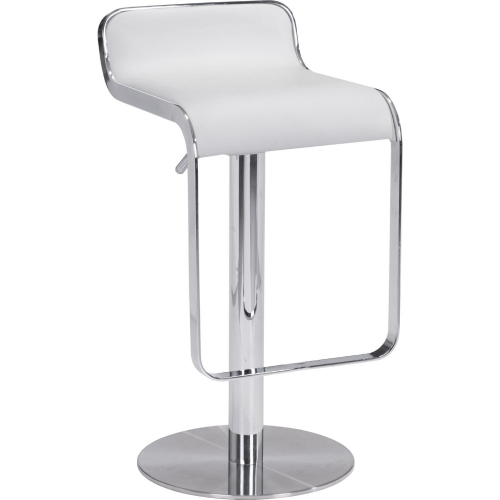 Equino Bar Stool in White Leatherette & Chrome