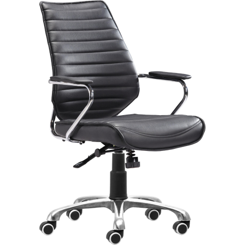 Enterprise Low Back Office Chair in Black Leatherette & Chrome