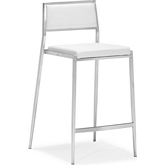 Dolemite Counter Chair in White Leatherette & Stainless Steel (Set of 2)