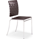 Criss Cross Dining Chair in Espresso Leatherette & Chrome (Set of 4)