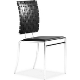 Criss Cross Dining Chair in Black Leatherette & Chrome (Set of 4)
