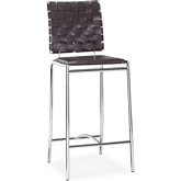 Criss Cross Counter Chair in Espresso Leatherette & Chrome (Set of 2)