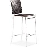 Criss Cross Counter Chair in Black Leatherette & Chrome (Set of 2)