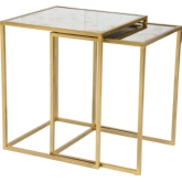 Calais Nesting Tables in Brass w/ Antique Mirror Table Tops