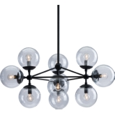 Belfast Ceiling Lamp in Black w/ 10 Bronze Finished Blown Glass Orb Shades