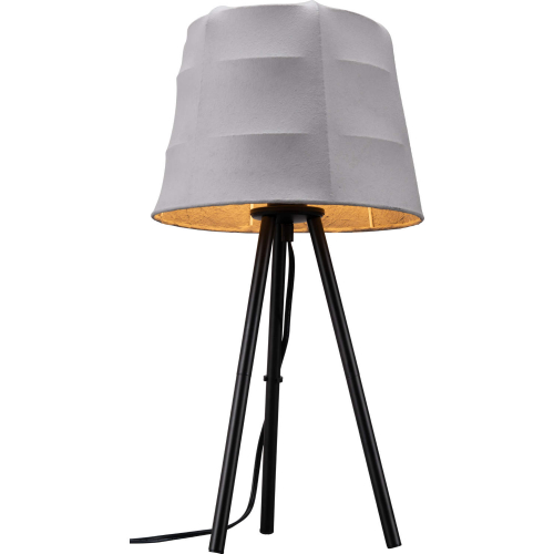 Mozzi Table Lamp in Black Steel & Gray Fabric Shade