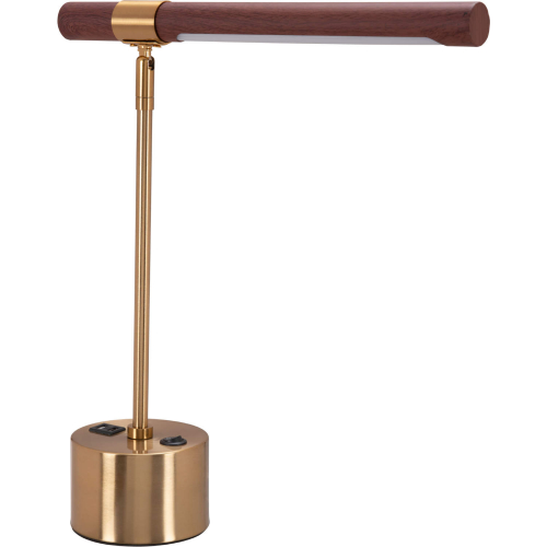Kippy Table Lamp in Brown Faux Wood & Brass