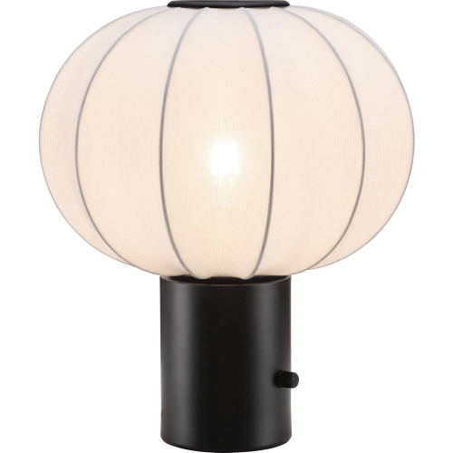 Wisteria Table Lamp with Charging in Black Steel & Beige Fabric