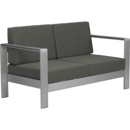 Cosmopolitan Outdoor Sofa in Dark Gray Fabric & Silver