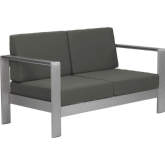 Cosmopolitan Outdoor Sofa in Dark Gray Fabric & Silver