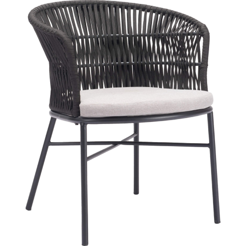 Freycinet Outdoor Dining Chair in Black Fabric Weave, Grey Fabric & Steel (Set of 2)