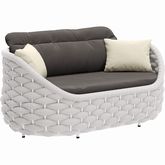 Coral Reef Outdoor Loveseat in Gray Fabric & Light Grey Fabric Weave