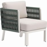 Bridgehampton Outdoor Accent Arm Chair in Off White Fabric & Green Fabric Weave
