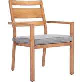Rader Outdoor Dining Chair in Natural Finish Wood Metal & Gray Fabric (Set of 2)
