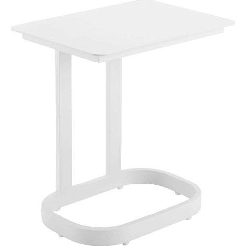 Friss Outdoor End Table in White Faux Wood Aluminum