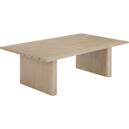 Duna Outdoor Coffee Table in Natural Faux Wood Aluminum