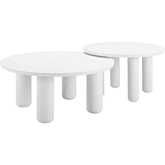 Ola Outdoor Coffee Table Set in White Aluminum (Set of 2)