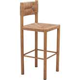 Iska Outdoor Bar Stool in Natural Faux Wood Aluminum & Poly Weave (Set of 2)