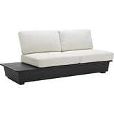 Tien Outdoor Left Hand Facing Loveseat in Beige Outdoor Fabric & Black Metal