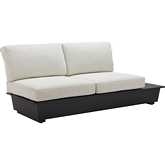 Tien Outdoor Right Hand Facing Loveseat Beige Outdoor Fabric & Black Metal