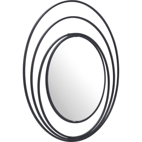Luna Round Mirror in Black Steel