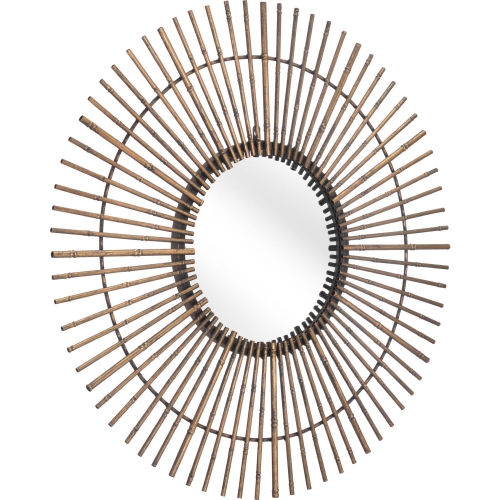 Dimond Starburst Round Mirror in Gold Steel