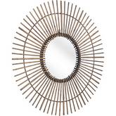 Dimond Starburst Round Mirror in Gold Steel