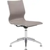 Glider Conference Office Chair in Taupe Leatherette on Brushed Chrome