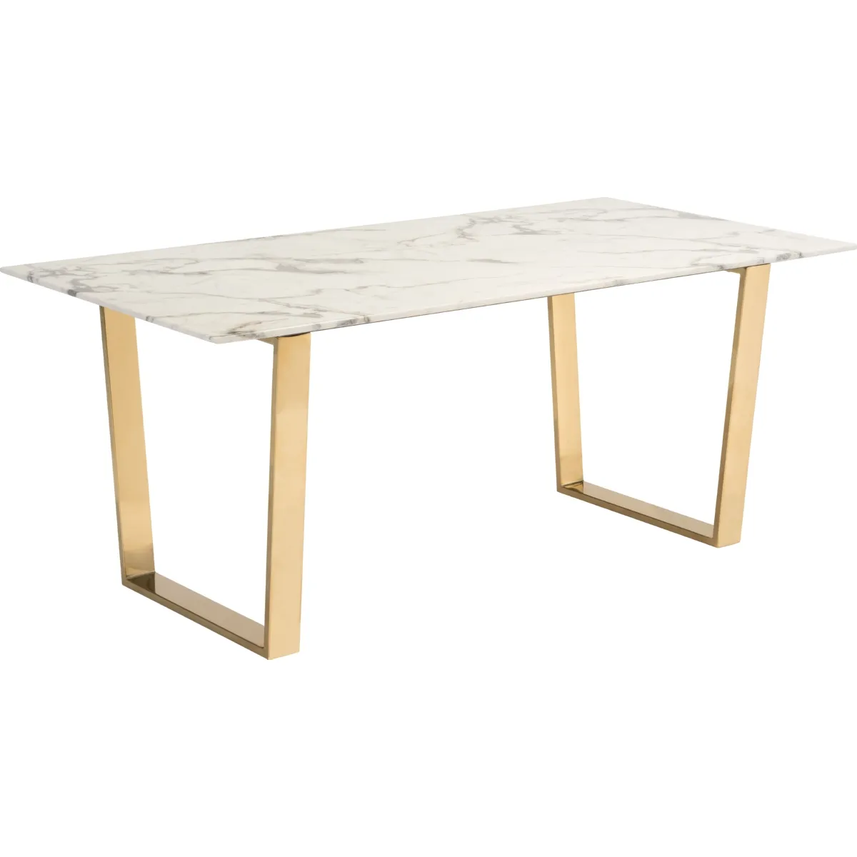 Atlas Dining Table with Faux Marble Top on Gold Stainless Steel Base