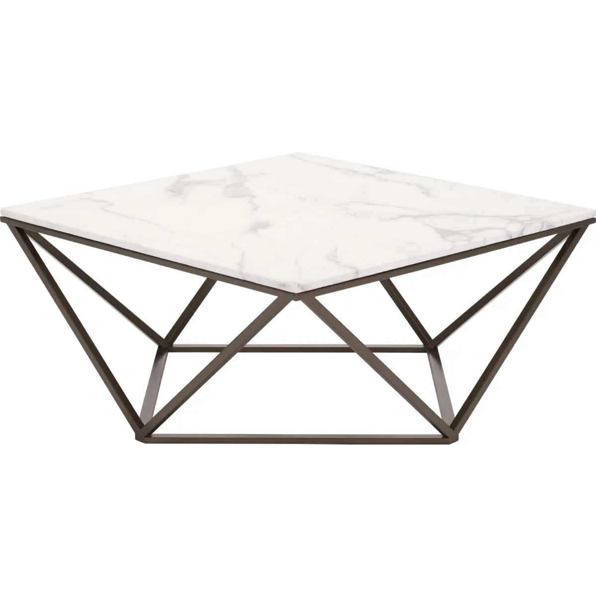Tintern Coffee Table in Faux Marble on Geometric Antique Brass Base